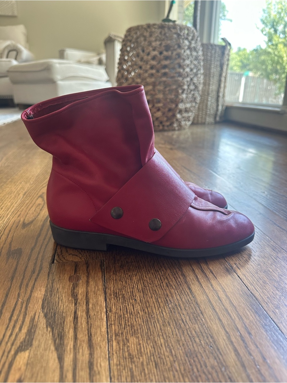 Women's Red Fold-Over Ankle Boots